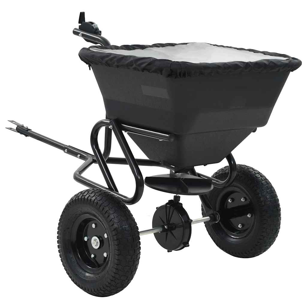 Spreader Black 82 x 46 x 75 cm PVC and Steel Tow-behind spreader-45 L
