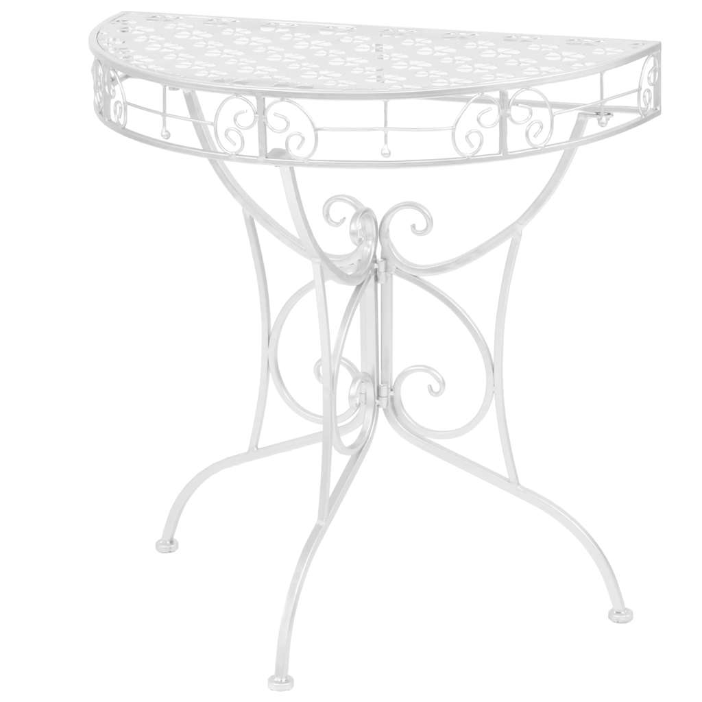 vidaXL Side Table | Silver | Metal | 72x36x74 cm | Decorative Inlays 1