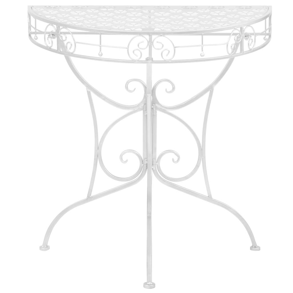 vidaXL Side Table | Silver | Metal | 72x36x74 cm | Decorative Inlays 2