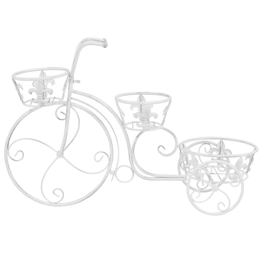 vidaXL Plant Stand | Antique white | Metal | Medium | Decorative Inlays 3