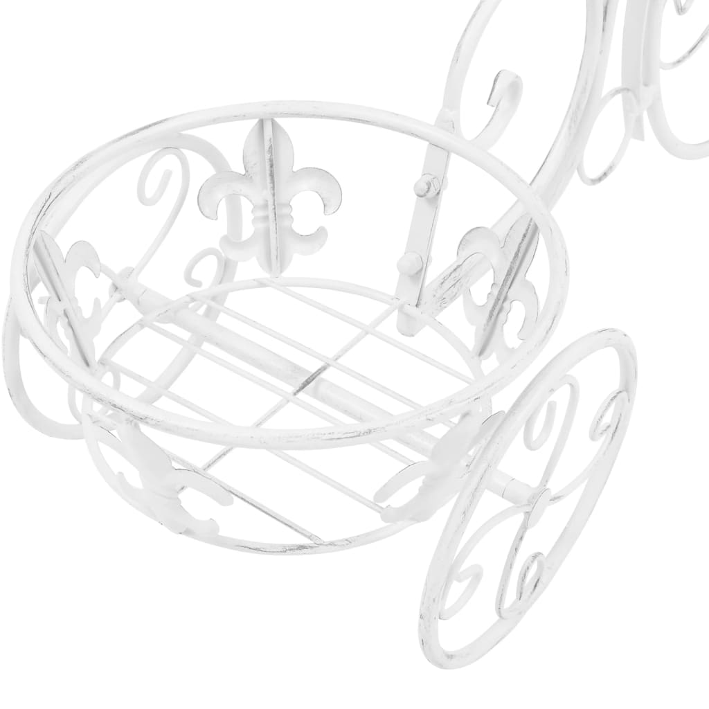 vidaXL Plant Stand | Antique white | Metal | Medium | Decorative Inlays 5