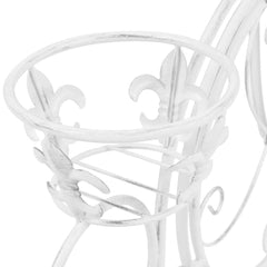 vidaXL Plant Stand | Antique white | Metal | Medium | Decorative Inlays 6