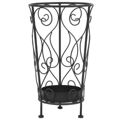 vidaXL Umbrella Stand | Black | Metal | Medium | Decorative Inlays 1