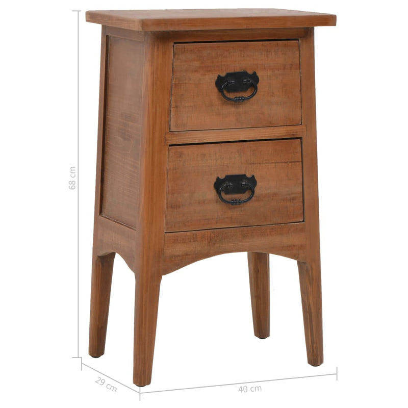 Bedside Cabinet Solid Fir Wood 40x29x68 cm Brown