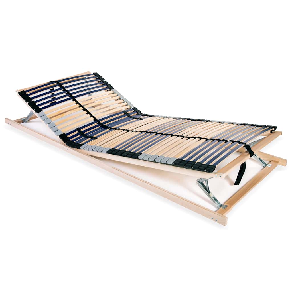 Slatted Bed Base with 42 Slats 7 Zones Length 200 cm 90 cm Headrest & footrest (manual)