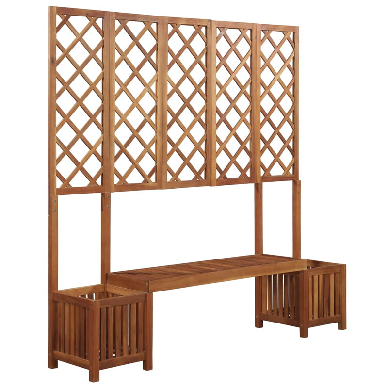 Garden Planter with Bench and Trellis Solid Acacia Wood