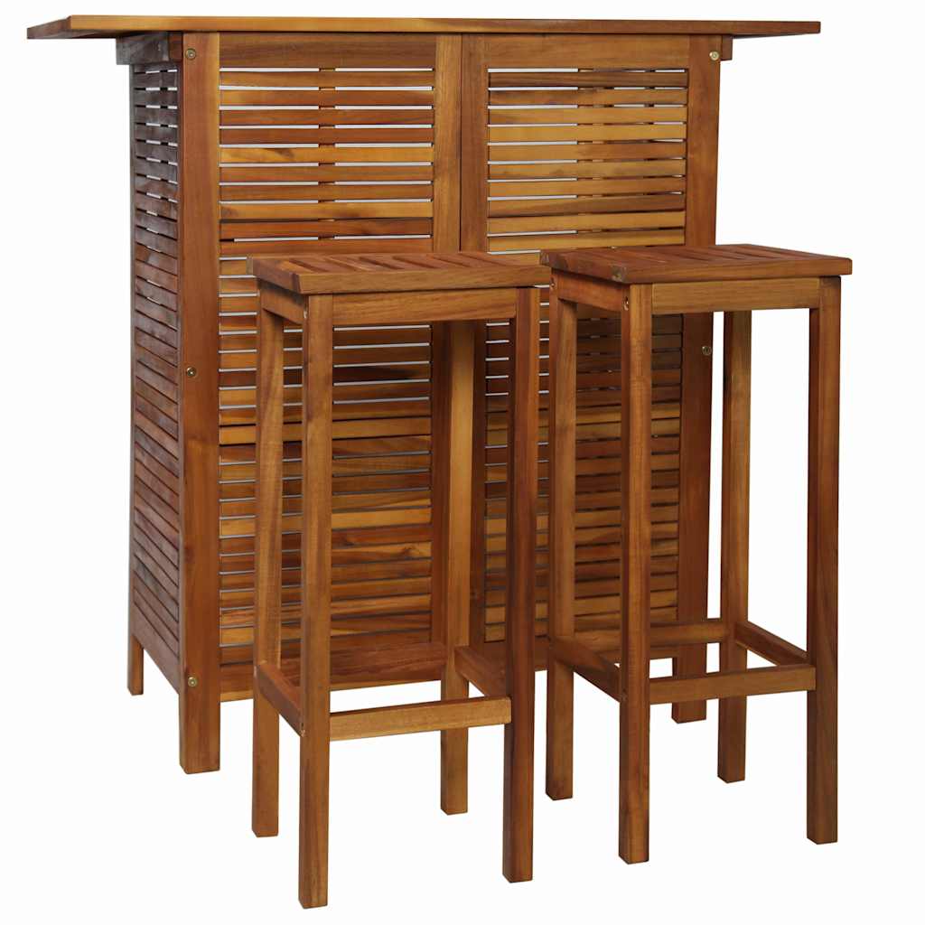5 Piece Garden Bar Set Solid Wood Acacia Bar stools with square seat 2