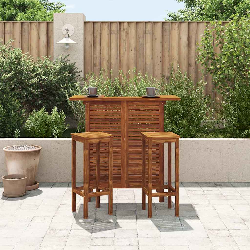 5 Piece Garden Bar Set Solid Wood Acacia Bar stools with square seat 2