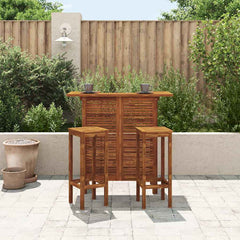 5 Piece Garden Bar Set Solid Wood Acacia Bar stools with square seat 2