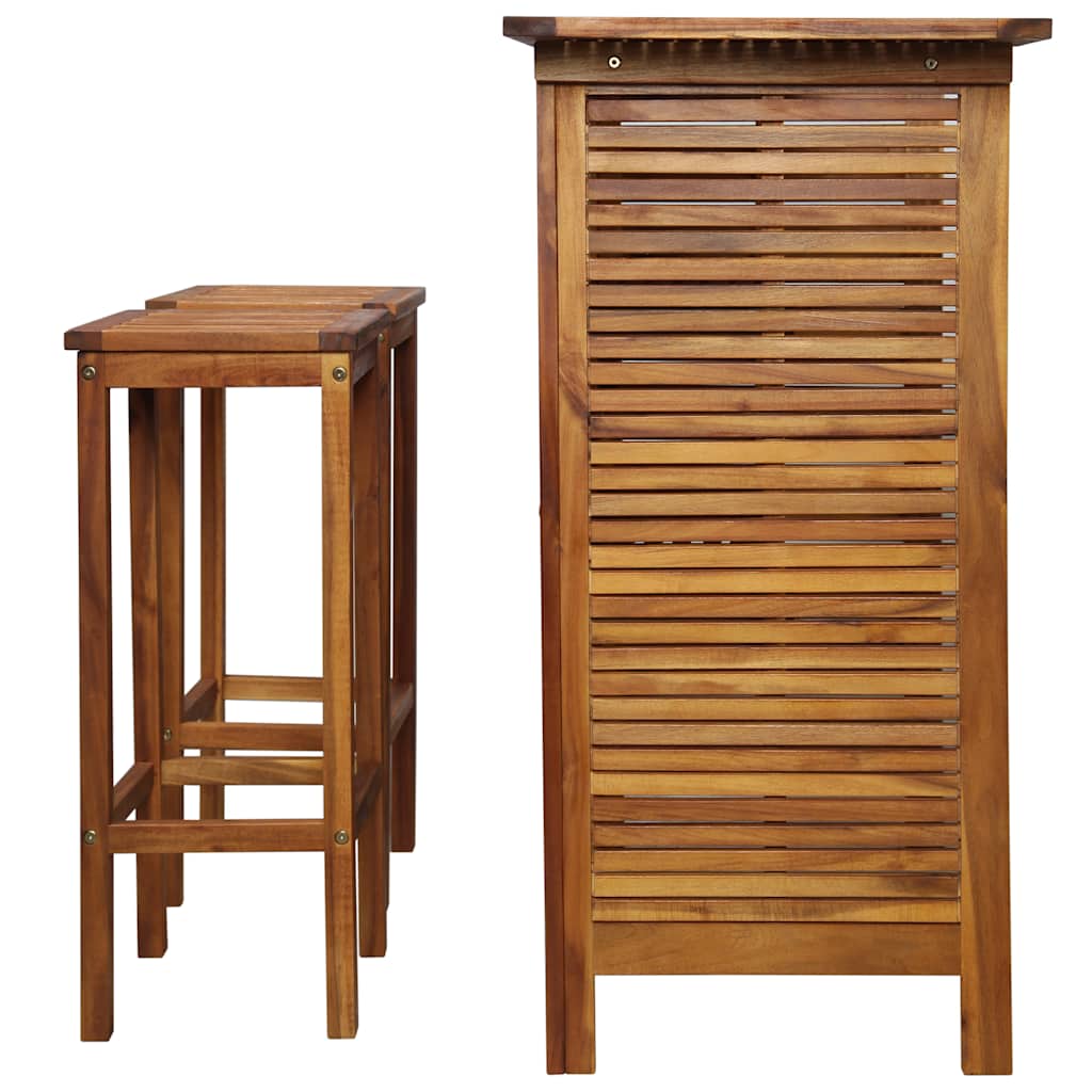 5 Piece Garden Bar Set Solid Wood Acacia Bar stools with square seat 2