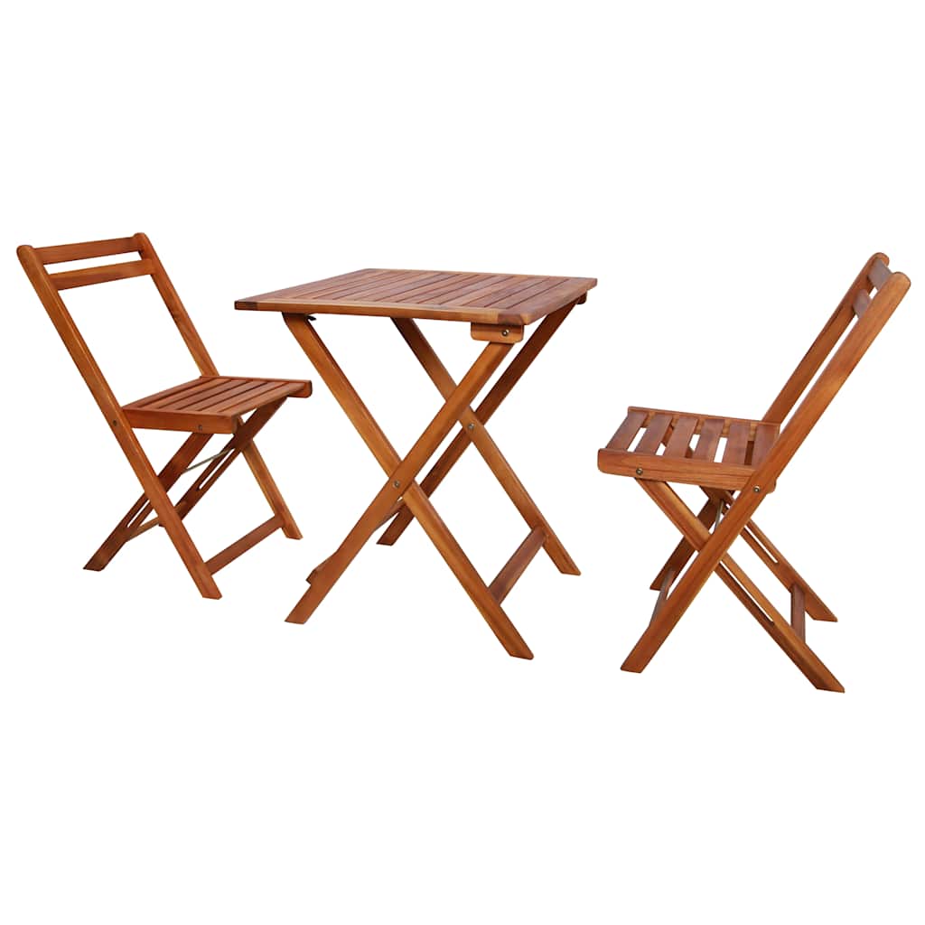 44015 vidaXL 3 Piece Folding Bistro Set Solid Acacia Wood 1
