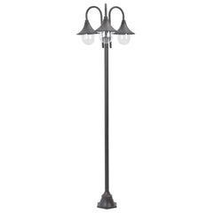 44207 vidaXL Garden Post Light E27 220 cm Aluminium 3-Lantern Bronze 1