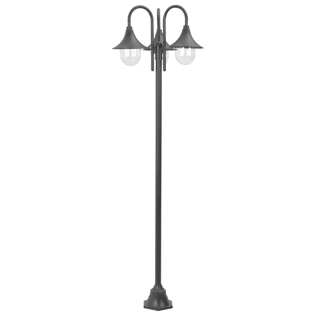 44207 vidaXL Garden Post Light E27 220 cm Aluminium 3-Lantern Bronze 2
