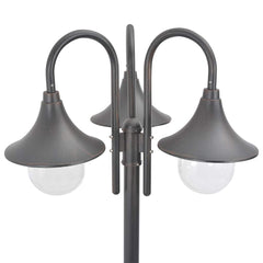 44207 vidaXL Garden Post Light E27 220 cm Aluminium 3-Lantern Bronze 3