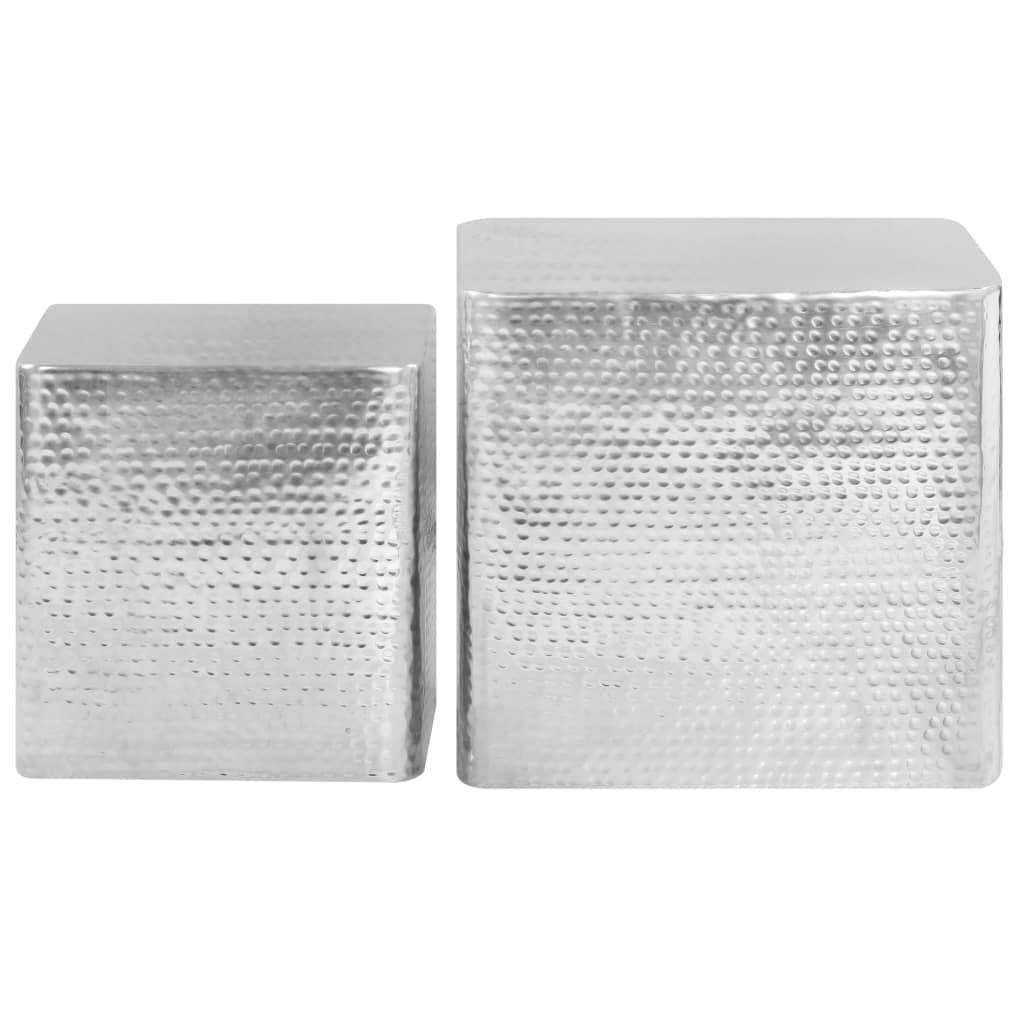 246504 vidaXL Coffee Tables 2 pcs Silver Aluminium 2