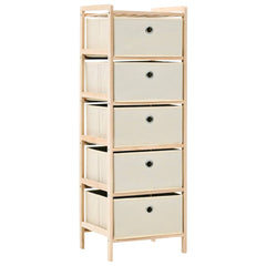 vidaXL Storage Rack with 5 Fabric Baskets Cedar Wood Beige 1