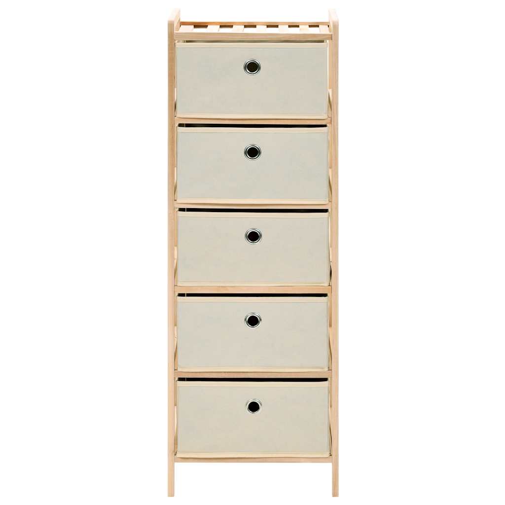 vidaXL Storage Rack with 5 Fabric Baskets Cedar Wood Beige 2
