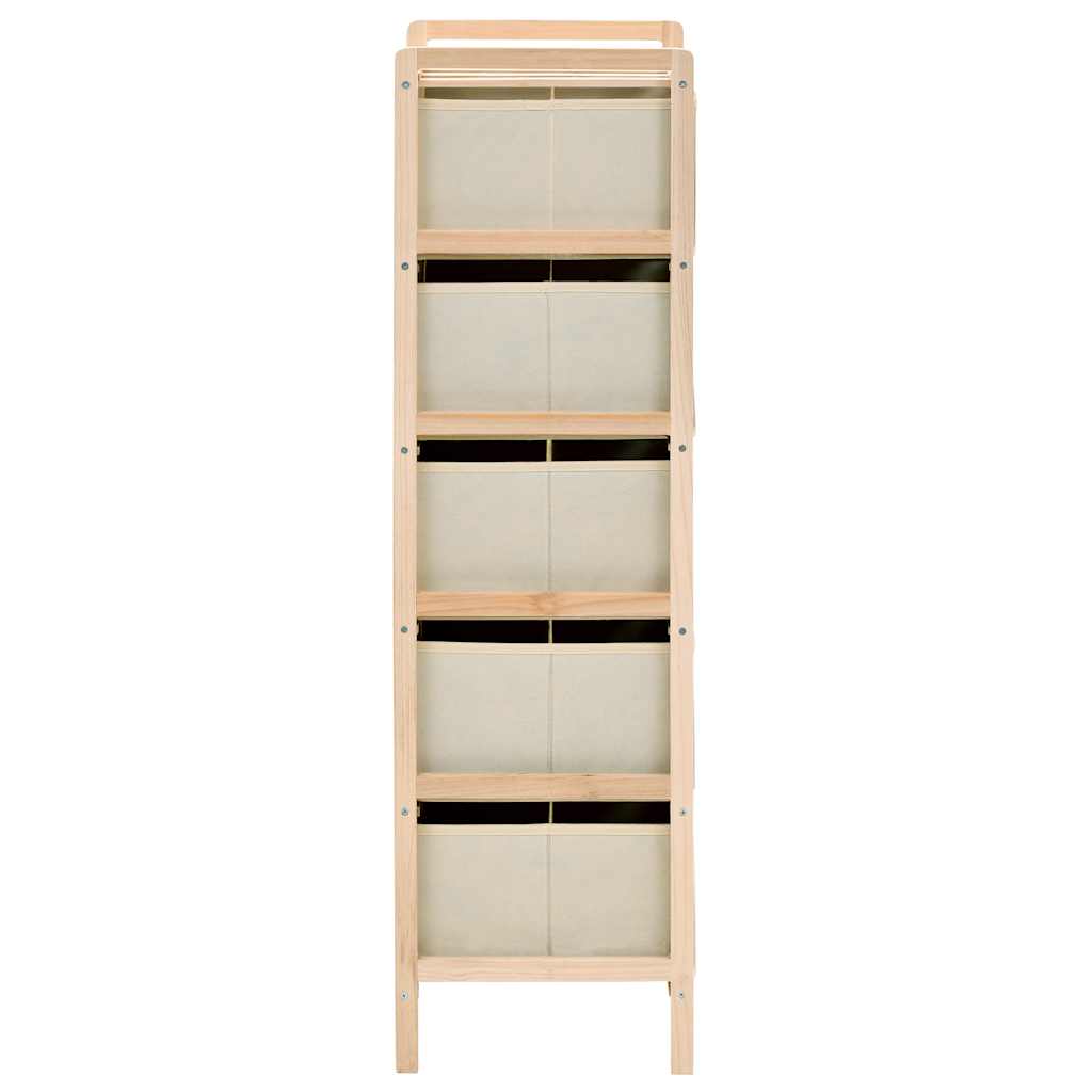 vidaXL Storage Rack with 5 Fabric Baskets Cedar Wood Beige 3