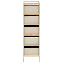 vidaXL Storage Rack with 5 Fabric Baskets Cedar Wood Beige 3