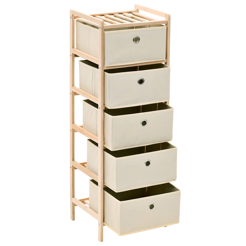 vidaXL Storage Rack with 5 Fabric Baskets Cedar Wood Beige 4