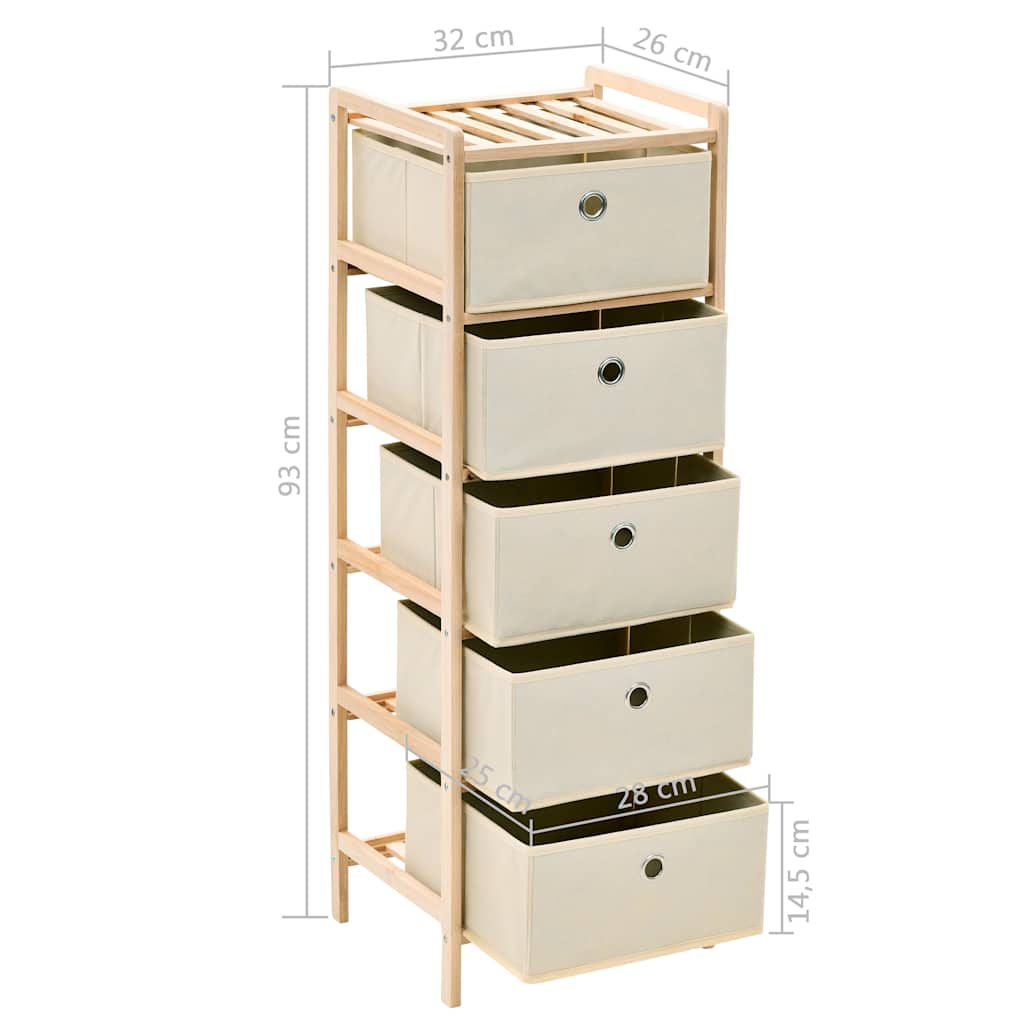 vidaXL Storage Rack with 5 Fabric Baskets Cedar Wood Beige 6