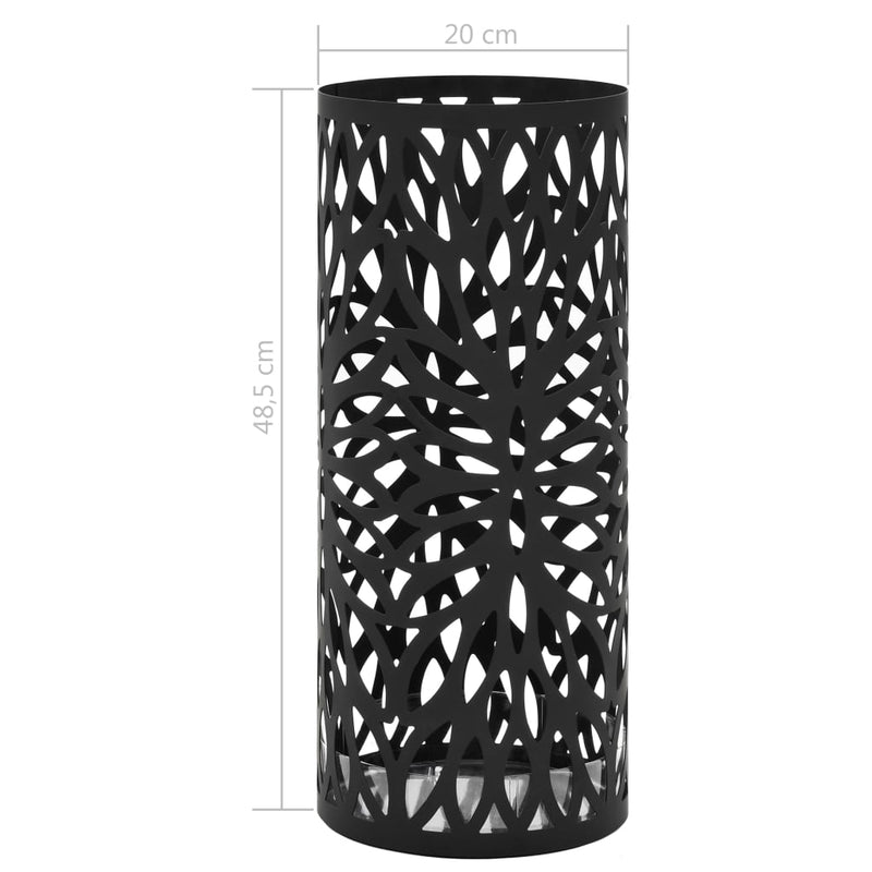 Umbrella Stand Leaves Steel Black