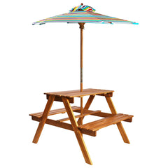 43990 vidaXL Kids Picnic Table with Parasol 79x90x60 cm Solid Acacia Wood 1