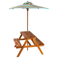 43990 vidaXL Kids Picnic Table with Parasol 79x90x60 cm Solid Acacia Wood 2