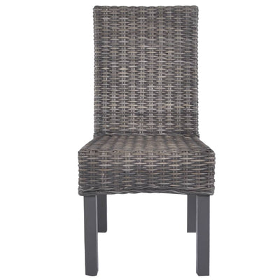 Dining Chairs 2 pcs Brown Kubu Rattan and Mango Wood