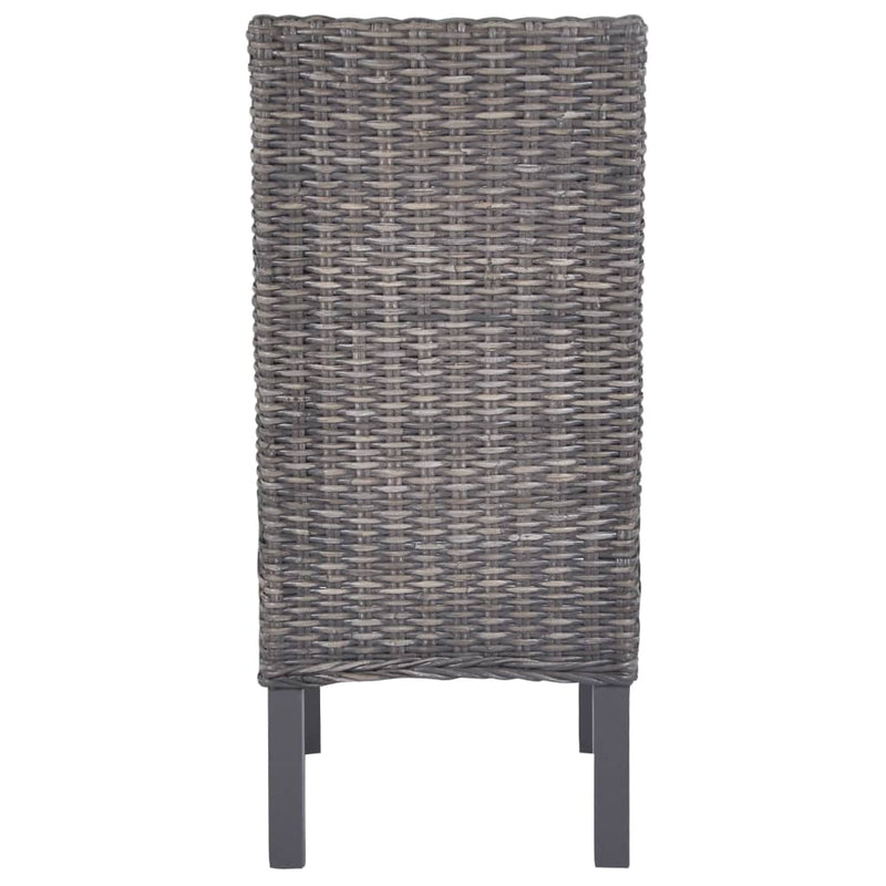 Dining Chairs 2 pcs Brown Kubu Rattan and Mango Wood