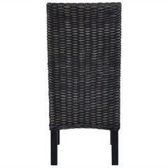 vidaXL Dining Chairs 2 pcs Black Kubu Rattan and Mahogany Wood 5