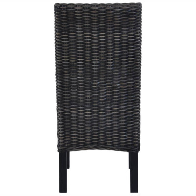 Dining Chairs 2 pcs Black Kubu Rattan and Mango Wood