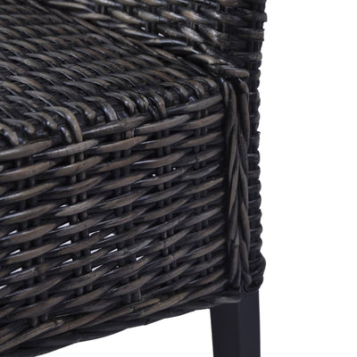 Dining Chairs 2 pcs Black Kubu Rattan and Mango Wood