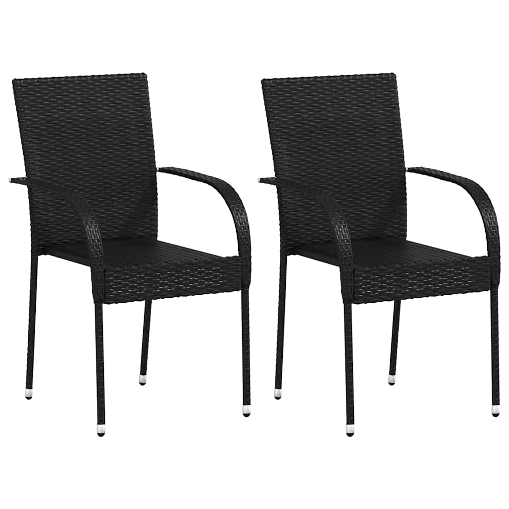 Stackable Outdoor Chairs Poly Rattan Black 2