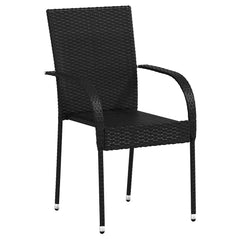 Stackable Outdoor Chairs Poly Rattan Black 2