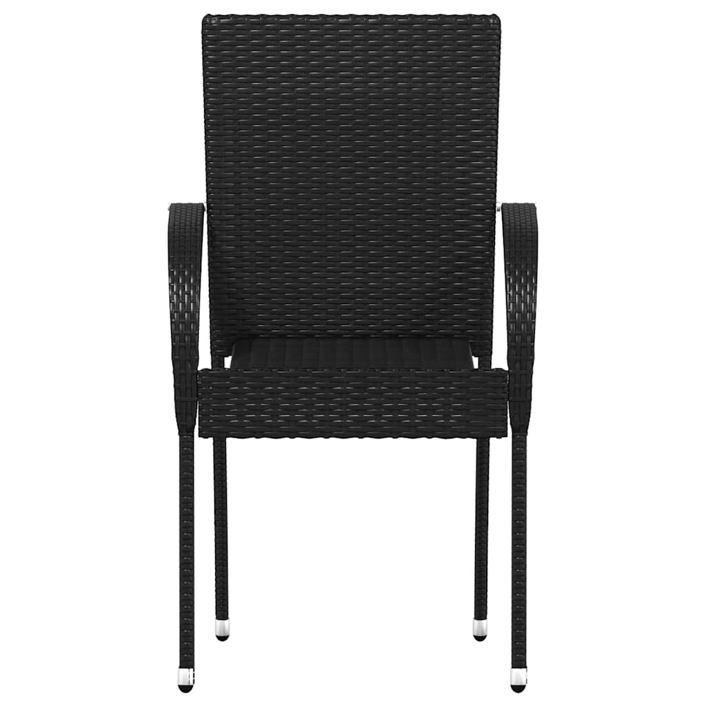 Stackable Outdoor Chairs Poly Rattan Black 2