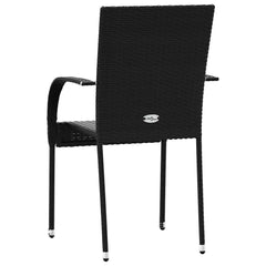 Stackable Outdoor Chairs Poly Rattan Black 2