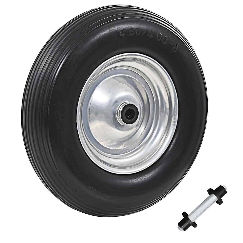vidaXL Wheelbarrow Wheel with Axle Solid PU 4.00-8 390 mm 1