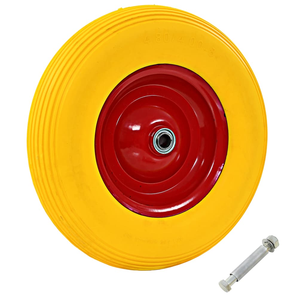 vidaXL Wheelbarrow Wheel with Axle Solid PU 4.00-8 390 mm 1