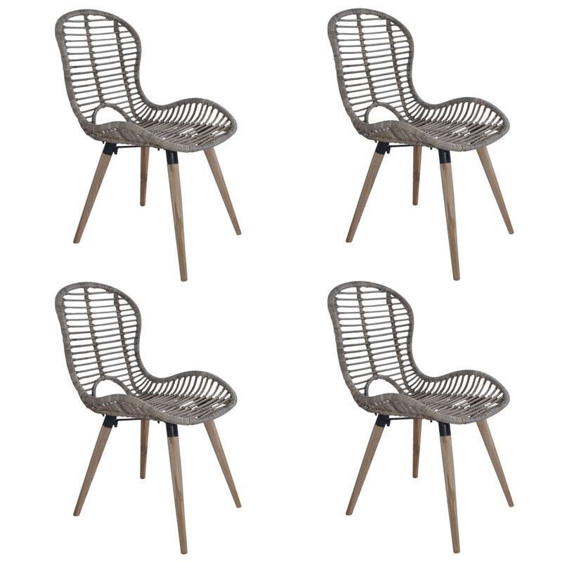 Dining Chairs 4 pcs Brown Natural Rattan