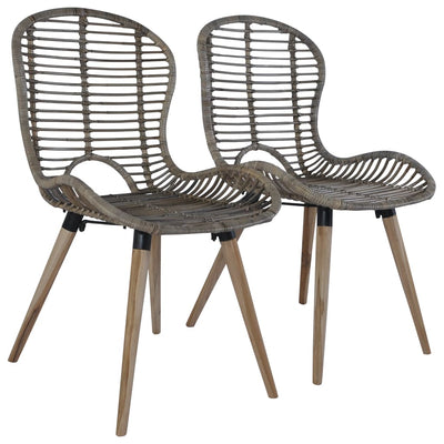 Dining Chairs 4 pcs Brown Natural Rattan