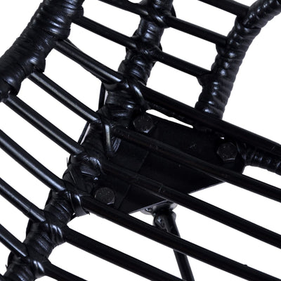 Dining Chairs 2 pcs Black Natural Rattan