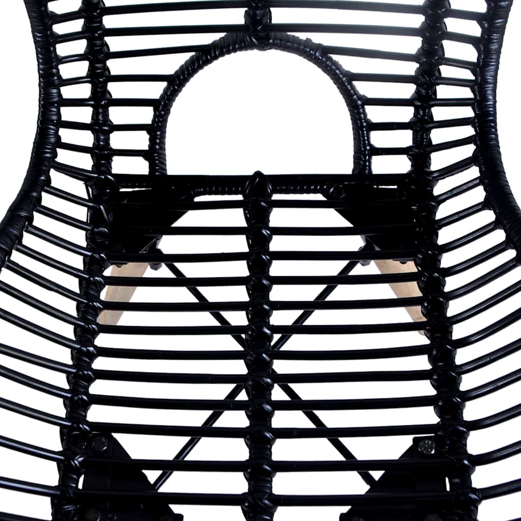 vidaXL Dining Chairs 4 pcs Black Natural Rattan 4