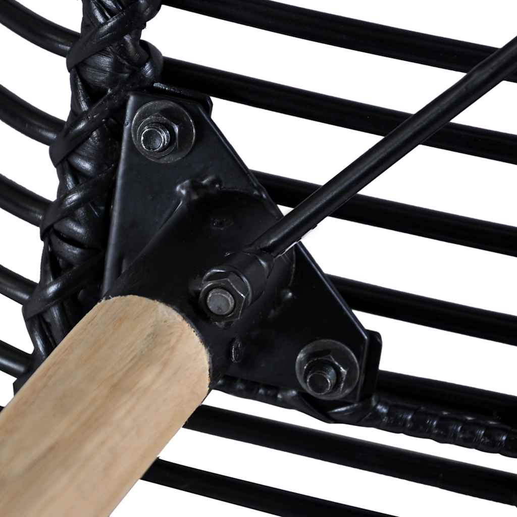 vidaXL Dining Chairs 4 pcs Black Natural Rattan 6