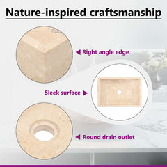 Sink 45x30x12 cm Marble High Gloss Cream