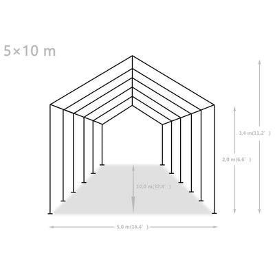 Party Tent PE 5x10 m Grey