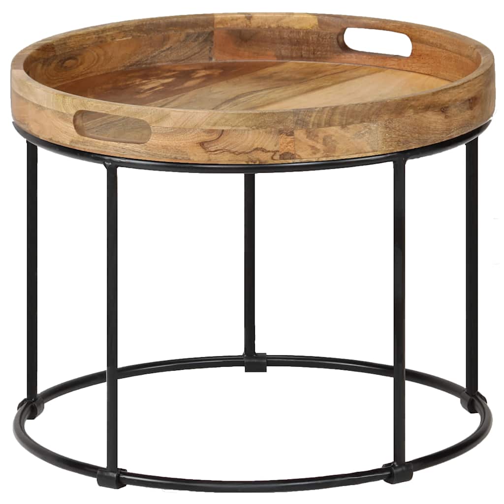 246672 vidaXL Coffee Table Solid Mange Wood and Steel 50x40 cm 1