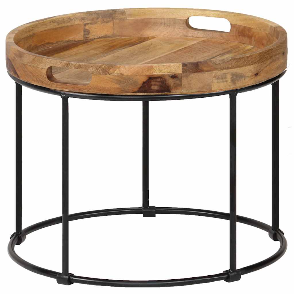 246672 vidaXL Coffee Table Solid Mange Wood and Steel 50x40 cm 4