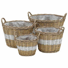 vidaXL Raised Bed | Set of 4 | Brown and white | Wicker and polyethylene 1