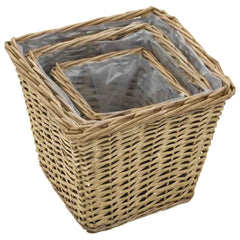 vidaXL Raised Bed | Set of 3 | Brown | Wicker with PE lining | Small | Planters 3
